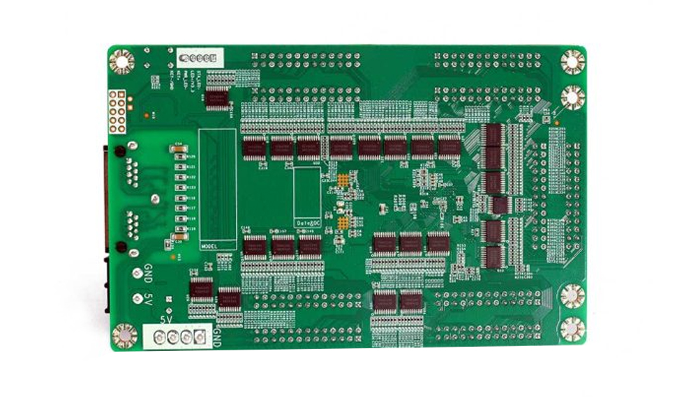 NV3210 2 - LED-Mall, Shopping LED Controller & LED Display Parts Green printed circuit board development board with numerous pin headers, sockets, and component footprints for electronics prototyping