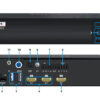 AX6K - LED-Mall, Shopping LED Controller & LED Display Parts Front and back view of a black Colorlight Acrobat AX6K device, showing the power button, USB ports, Ethernet, SPDIF, sensor/BT ports, HDMI outputs, and antenna/connectors labeled on the rear panel.