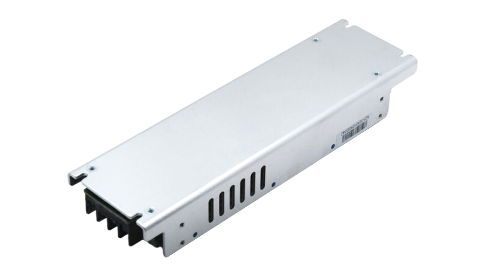 DSP200V-5 2 - LED-Mall, Shopping LED Controller & LED Display Parts Metal hot-swappable server power supply module with vent slots and a black connector on one end.