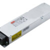 Metal 1U/2U power supply module with mounting flanges and connector at one end (industrial DC power supply)