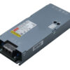 Industrial DC power supply module in a gray metal enclosure with a terminal block at one end and mounting flanges on the sides.