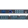 VP12 Video Processor front and back panels with LED indicators, controls, and multiple I/O ports including HDMI, Ethernet, and power input